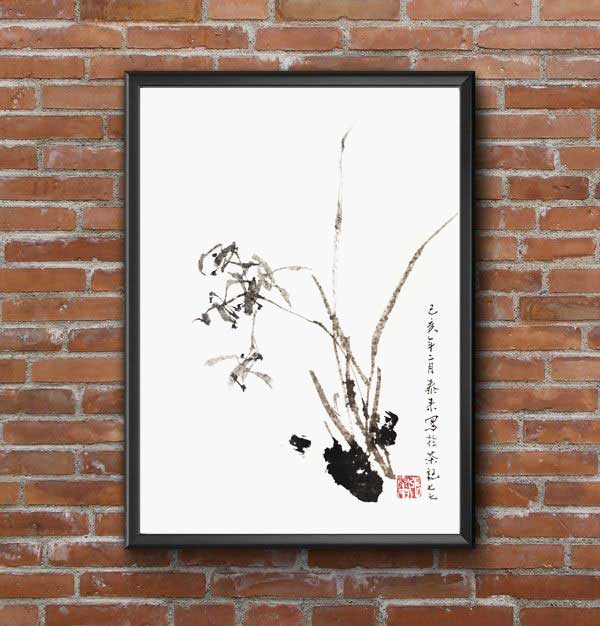 Orchidee orchid 兰花 Kunstdrucke Reproduktion Tuschmalerei Sumi-e Tuschzeichnung Tuschgemälde Tuschemalerei