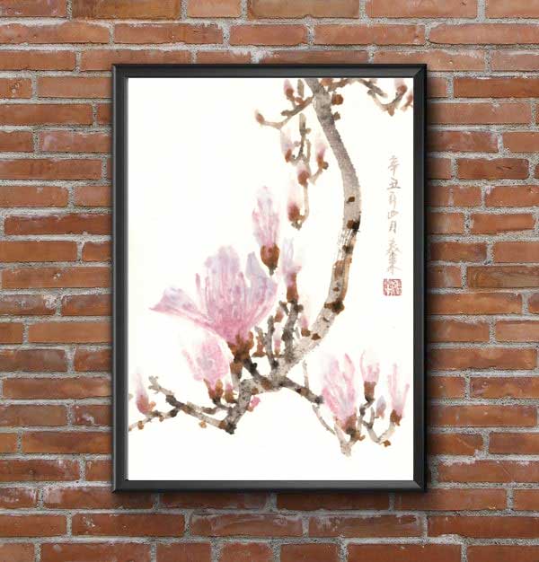 Magnolie magnolia 玉兰花 Kunstdrucke Reproduktion Tuschmalerei Sumi-e Tuschzeichnung Tuschgemälde Tuschemalerei