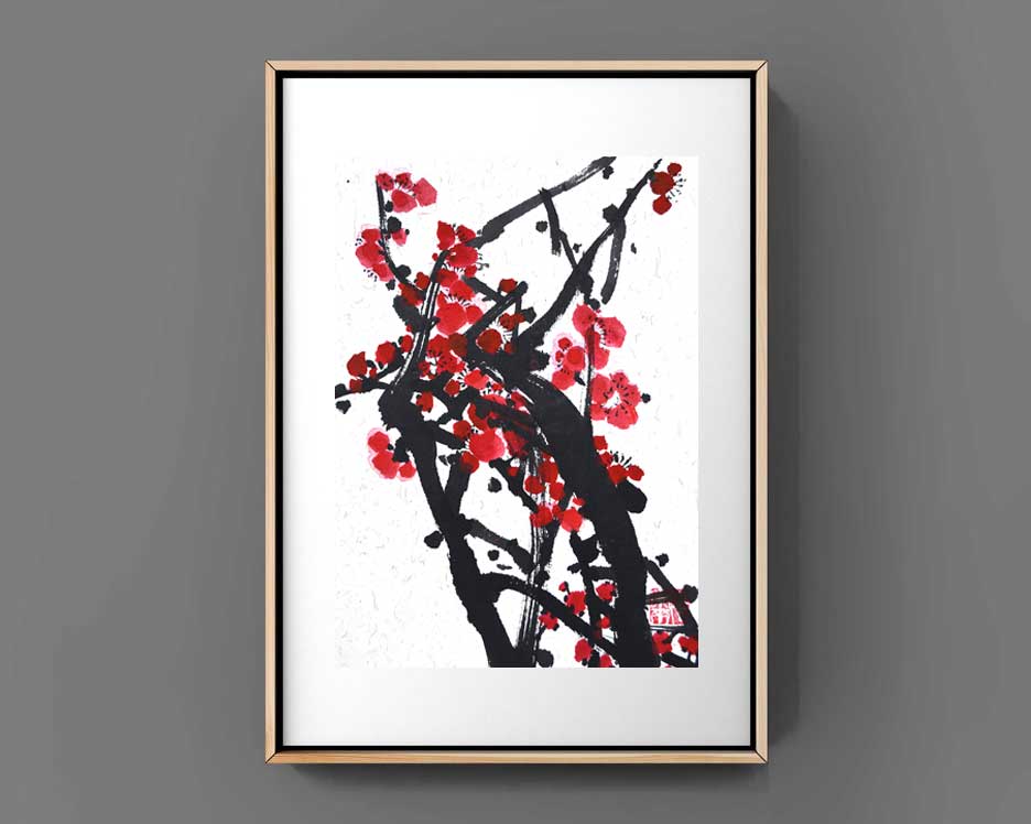 Pflaumenblüte plum 梅花 Kunstdrucke Reproduktion Tuschmalerei Sumi-e Tuschzeichnung Tuschgemälde Tuschemalerei