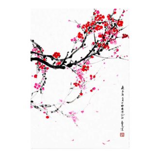 梅 Pflaume plum Kunstpostkarte der Tuschmalerei Sumi-e