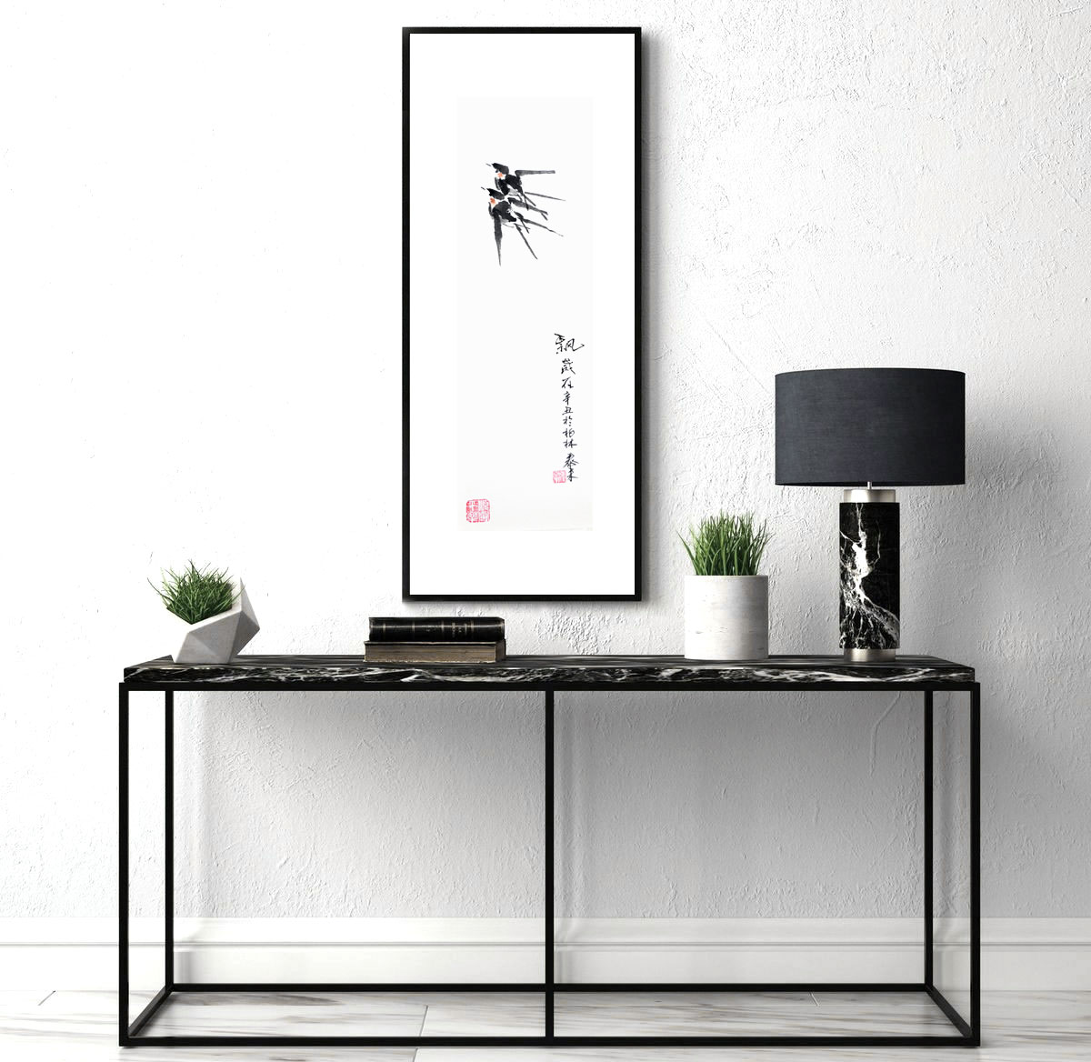 Schwalbe swallow Vogel bird 鸟 燕子Tuschmalerei Sumi-e Tuschzeichnung Tuschgemälde Tuschemalerei