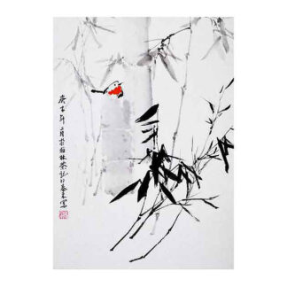 bird Vogel Tier animal Kunstpostkarte postcard der Tuschzeichnung Tuschmalerei Sumi-e Tuschgemälde