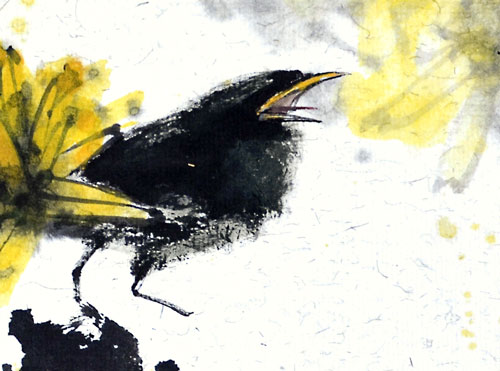 Vogel bird 鸟 Chrysantheme chrysanthemum Tuschmalerei Sumi-e Tuschzeichnung Tuschgemälde Tuschemalerei