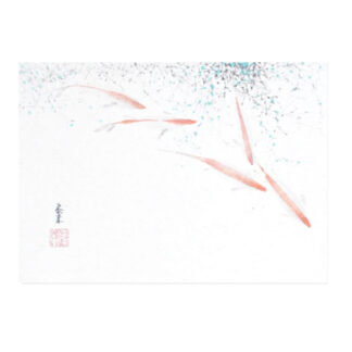 鱼 Fish Fisch Kunstpostkarte Tier animal Kunstpostkarte postcard der Tuschzeichnung Tuschmalerei Sumi-e Tuschgemälde