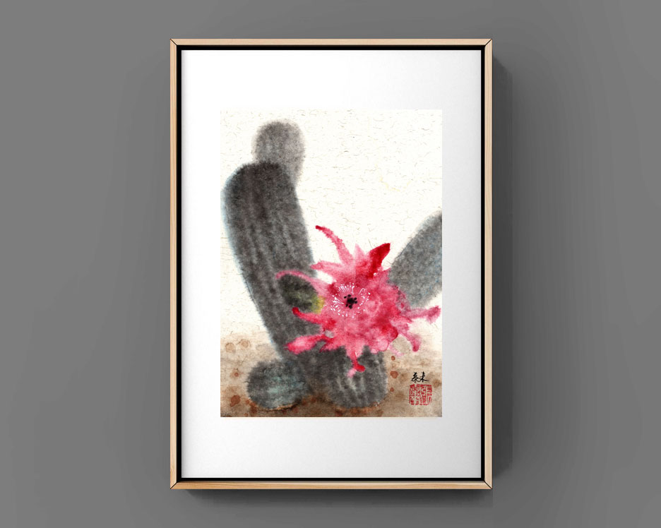 Kaktus cactus Kunstdrucke Reproduktion Tuschmalerei Sumi-e Tuschzeichnung Tuschgemälde Tuschemalerei