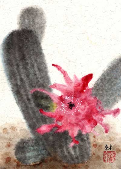 Kaktus cactus Kunstdrucke Reproduktion Tuschmalerei Sumi-e Tuschzeichnung Tuschgemälde Tuschemalerei