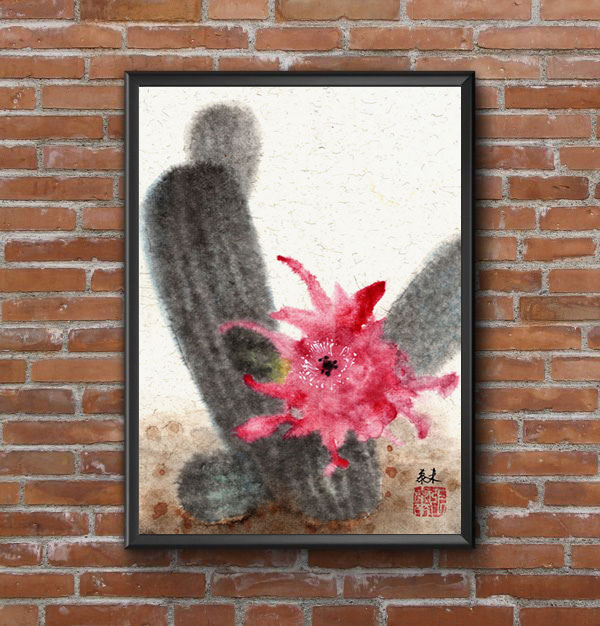 Kaktus cactus Kunstdrucke Reproduktion Tuschmalerei Sumi-e Tuschzeichnung Tuschgemälde Tuschemalerei