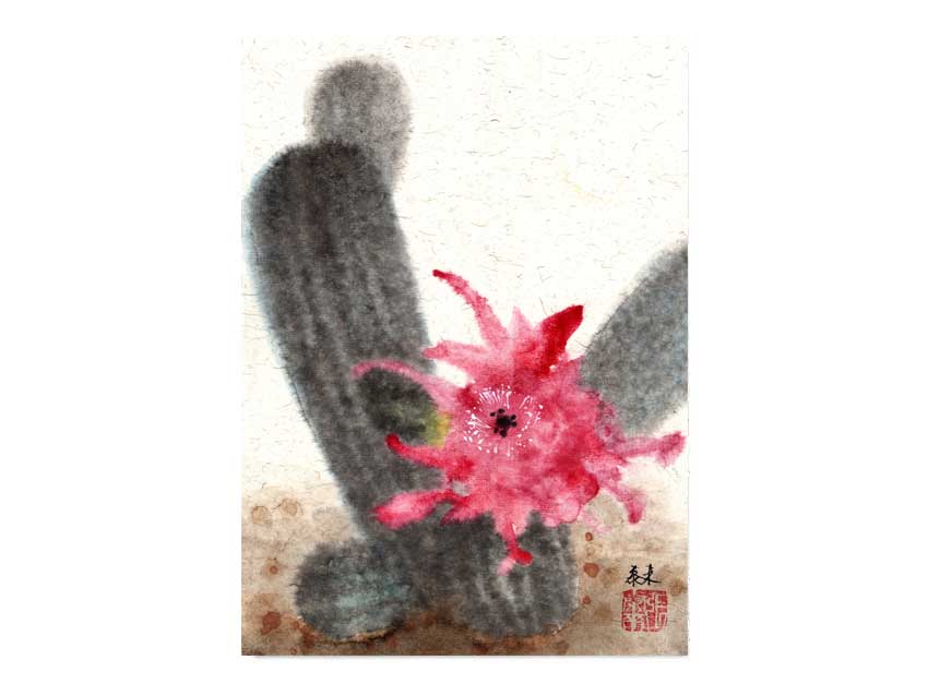 Kaktus cactus Kunstdrucke Reproduktion Tuschmalerei Sumi-e Tuschzeichnung Tuschgemälde Tuschemalerei