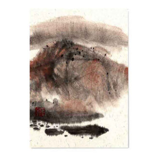 Landschaft Ladnscape 山水 Kunstpostkarte postcard der Tuschzeichnung Tuschmalerei Sumi-e Tuschgemälde