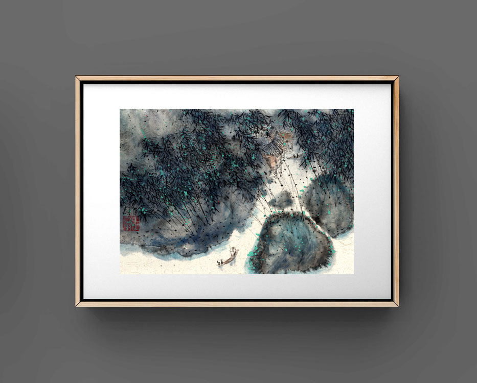 Landschaft landscape 山水 Tuschzeichnung Tuschgemälde Tuschemalerei