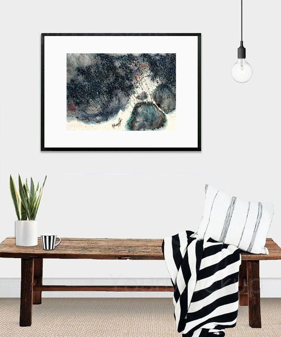 Landschaft landscape 山水 Tuschzeichnung Tuschgemälde Tuschemalerei