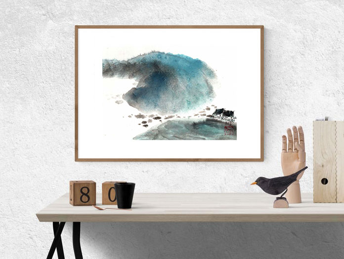 Landschaft landscape Berg Wasser 山水 Tuschzeichnung Tuschgemälde Tuschemalerei