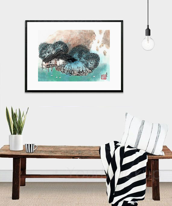 Landschaft landscape 山水 Tuschzeichnung Tuschgemälde Tuschemalerei