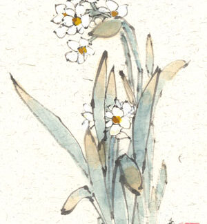 Blumen flower Narcissus Narzisse 水仙花 Tuschmalerei Sumi-e Tuschzeichnung Tuschgemälde Tuschemalerei