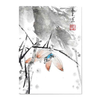荷花 Lotus Kunstpostkarte der Tuschmalerei Sumi-e