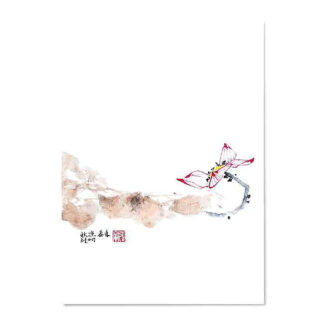 荷花 Lotus Kunstpostkarte der Tuschmalerei Sumi-e