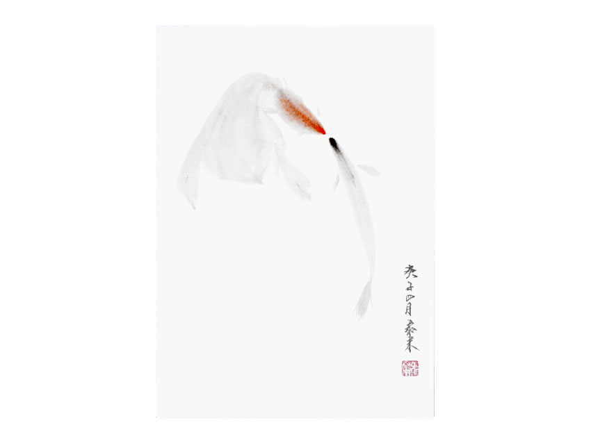 金鱼 Goldfisch goldfish fish Fisch Tiermalerei Kunstdrucke Reproduktion Tuschmalerei Sumi-e Tuschzeichnung Tuschgemälde Tuschemalerei