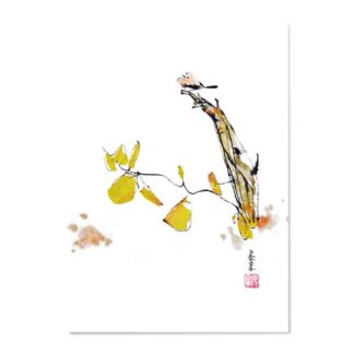 bird Vogel Tier animal Kunstpostkarte postcard der Tuschzeichnung Tuschmalerei Sumi-e Tuschgemälde